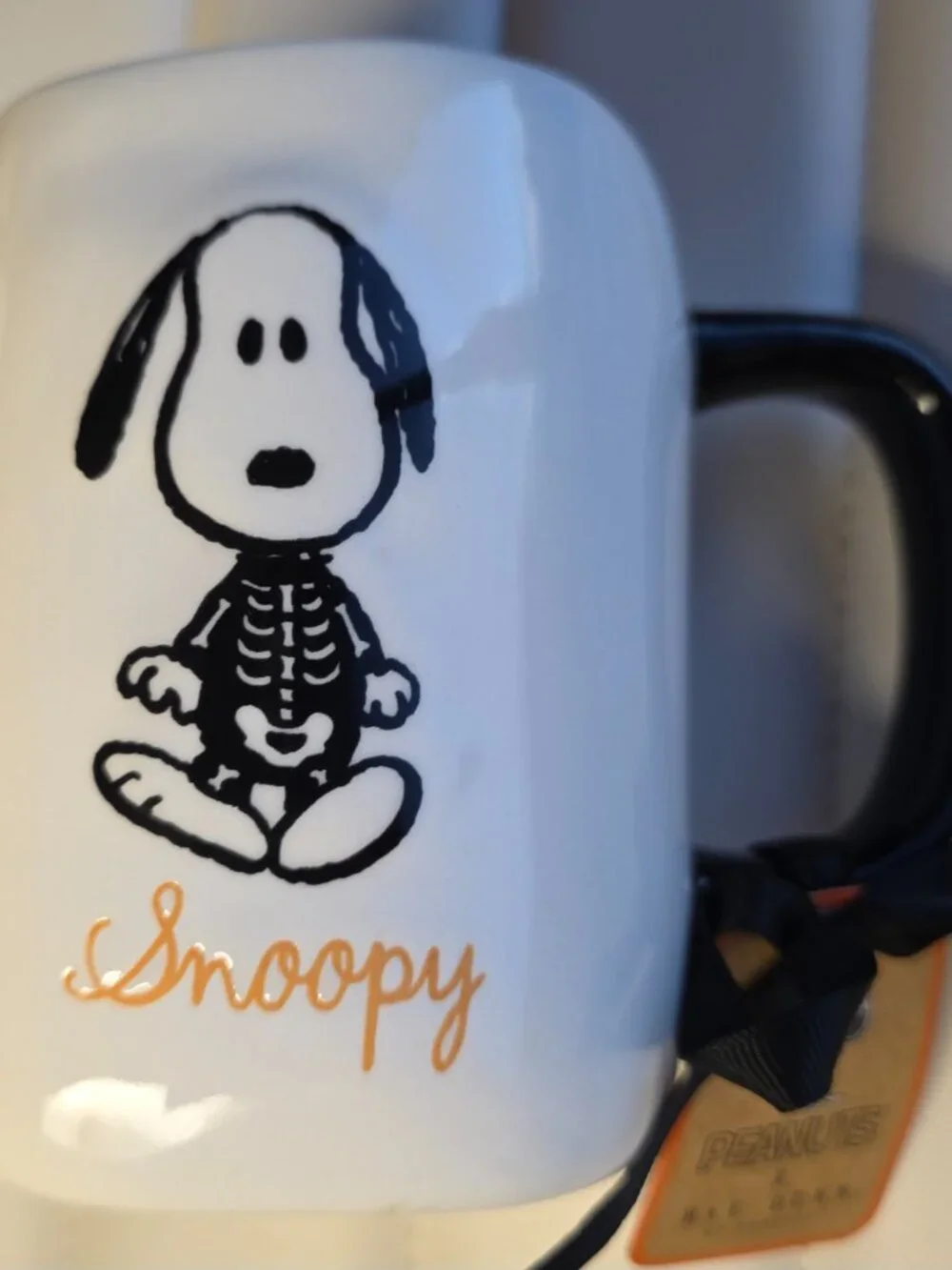 Rae Dunn Snoopy Skeleton Coffee Tea Mug - Cream and Black so stinking cute